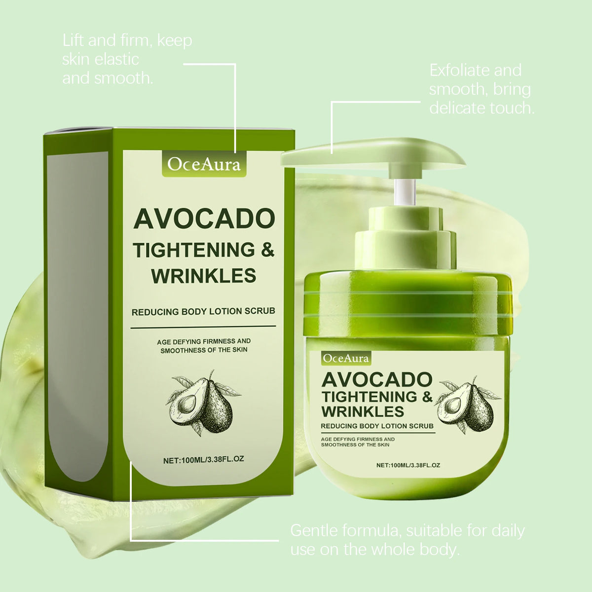Avocado Exfoliating Body Scrub | Moisturizing Pore Cleanser Body Scrub Lotion QXL