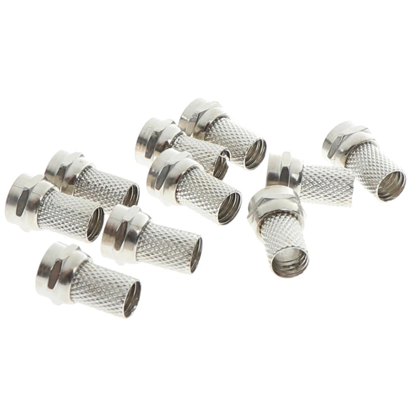 10-Pack Screw-On F Connectors for RG6 Coax Cable | Twist-On Coax Cable Connector QXL