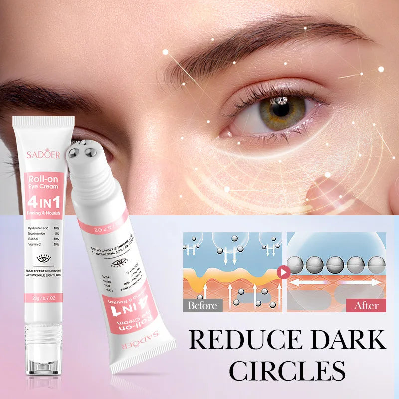 SADOER 4-in-1 Retinol Eye Cream | Hyaluronic Acid & Vitamin C Eye Cream Serum QXL