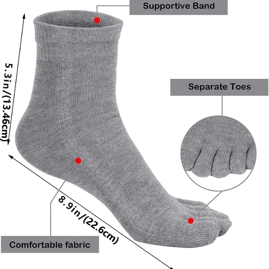 Five Finger Toe Socks 5/12 Pairs | Breathable Sports Crew Socks Toe Socks QXL