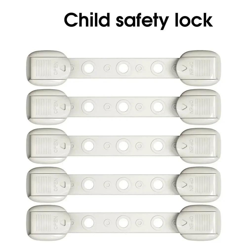 5-Pack Baby Safety Cabinet Locks | Adjustable No-Drill Latches Baby Safety Locks QXL B158 Gray-5Pcs