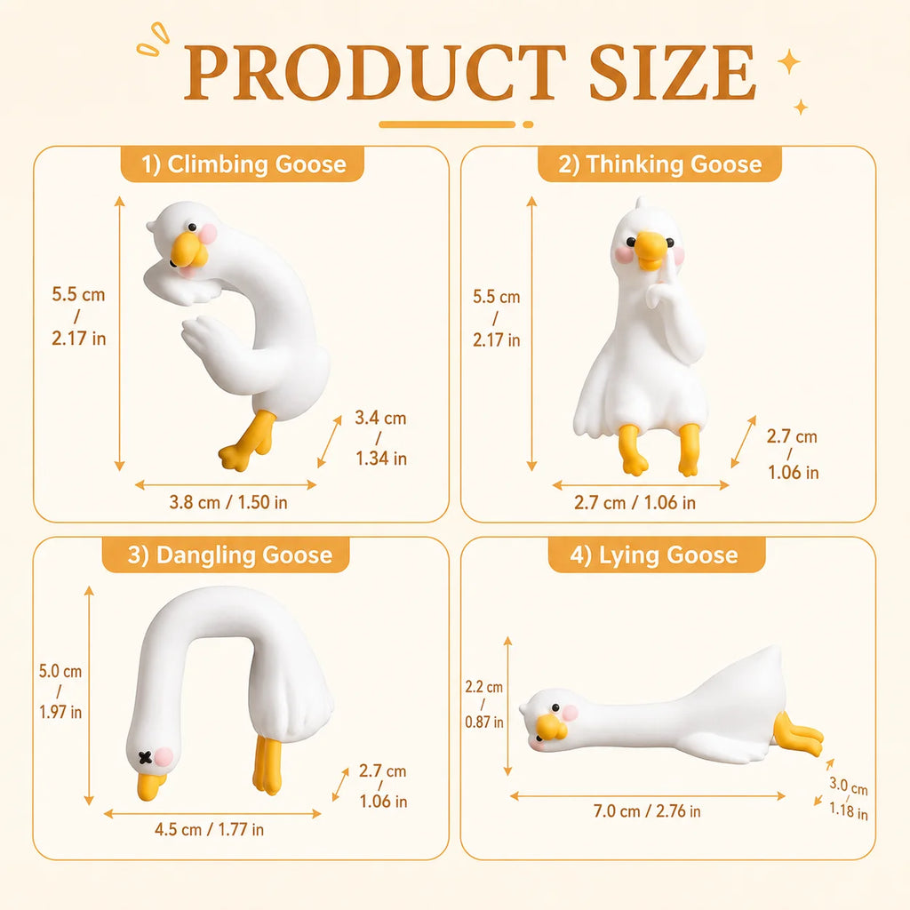 Mini White Goose Resin Figurines – Set of 4 Desk & Decor Resin Figurine Set QXL