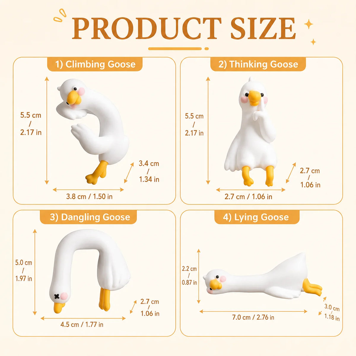 Mini White Goose Resin Figurines – Set of 4 Desk & Decor Resin Figurine Set QXL