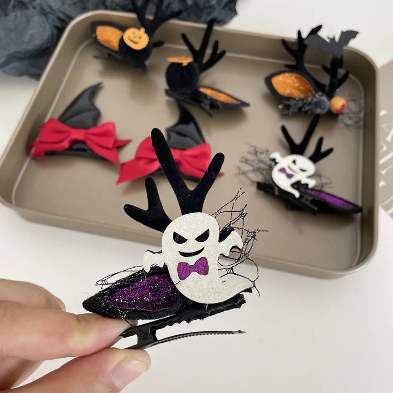 Halloween Hair Clips – Ghost, Pumpkin, Bat & Witch Set of 8 Halloween Hair Clips QXL