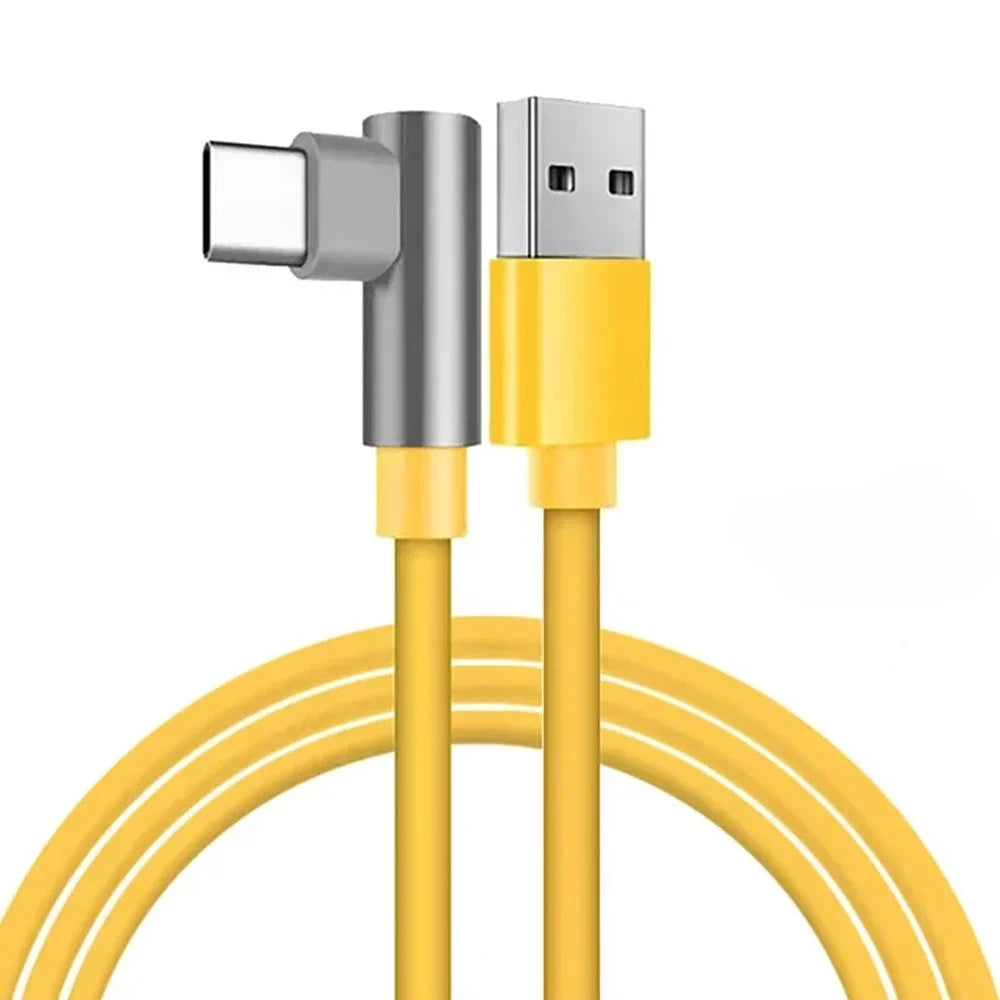 120W 6A USB-C Fast Charging Cable 90° Elbow – Xiaomi & More USB-C Charging Cable QXL Yellow 1m