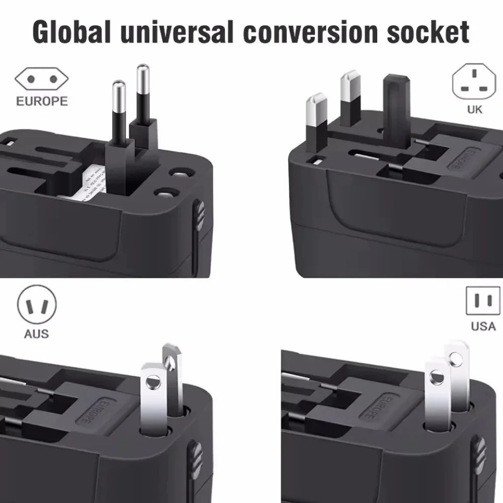 Universal Travel Adapter Dual USB | EU US UK AU Plug Converter Travel Power Adapter QXL