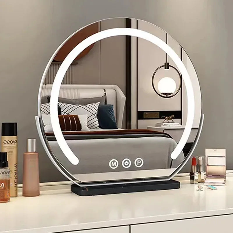 LED Half-Circle Lighted Makeup Mirror | Touch Control Vanity Lighted Vanity Mirror QXL