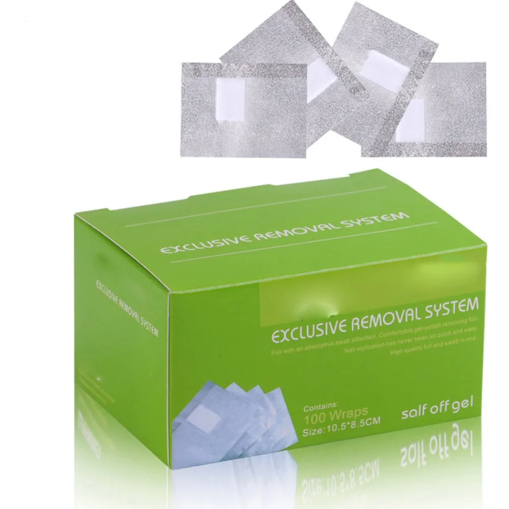 100-Pack Foil Nail Remover Wraps | Gel Polish Soak Off Cotton Nail Remover Wraps QXL