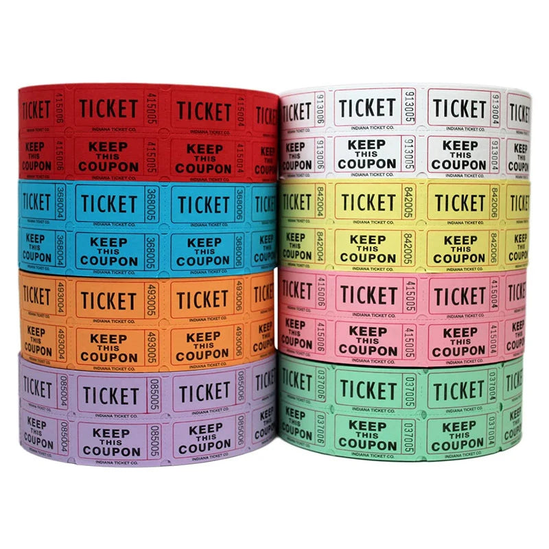 1000-Pc Colorful Raffle Tickets Double Roll | Events & Carnivals Raffle Ticket Roll QXL