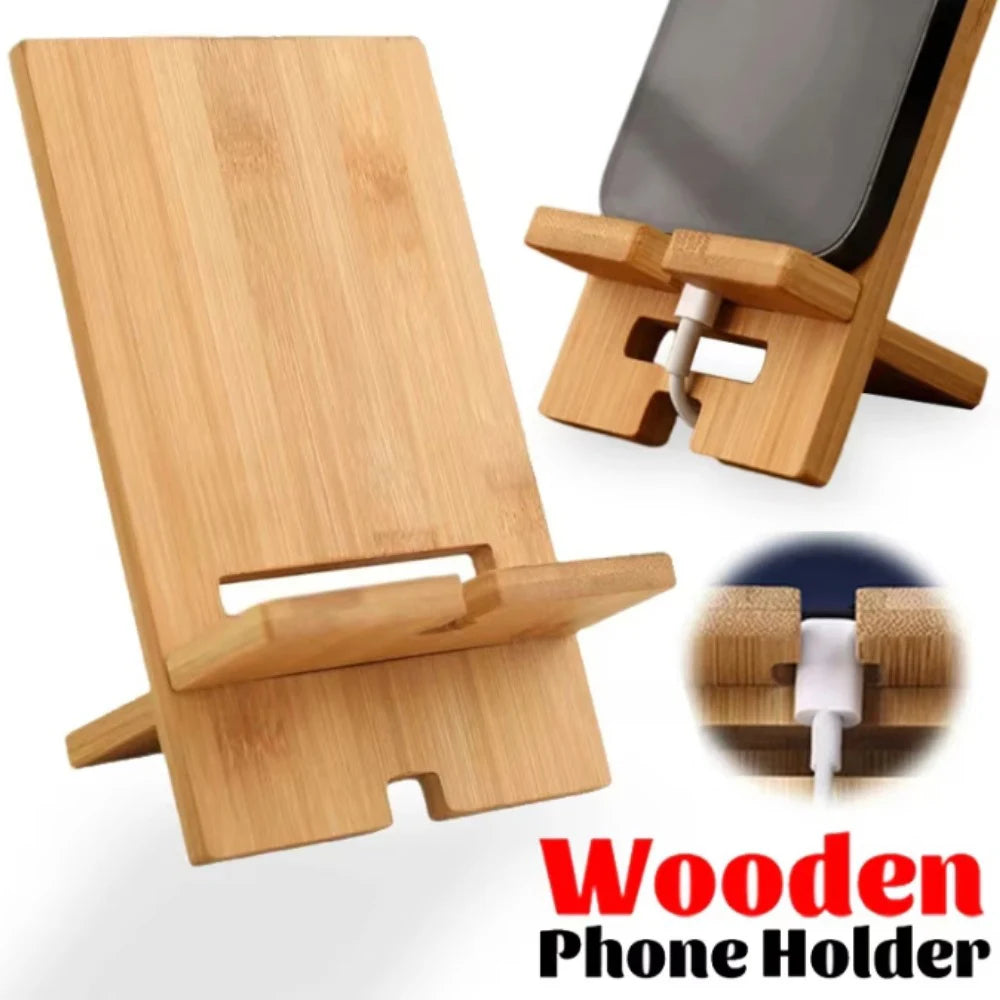 Bamboo Desktop Phone & Tablet Stand | Wooden Holder Phone Tablet Stand QXL