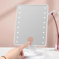 Square LED Vanity Makeup Mirror with Organizer Stand Lighted Vanity Mirror QXL WHITE