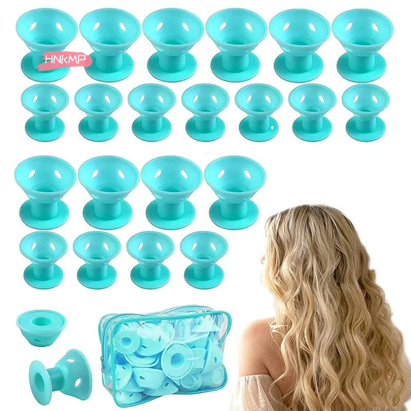 20-Pc Mushroom Bell Silicone Hair Curling Rollers Heat-Free Hair Curling Rollers QXL