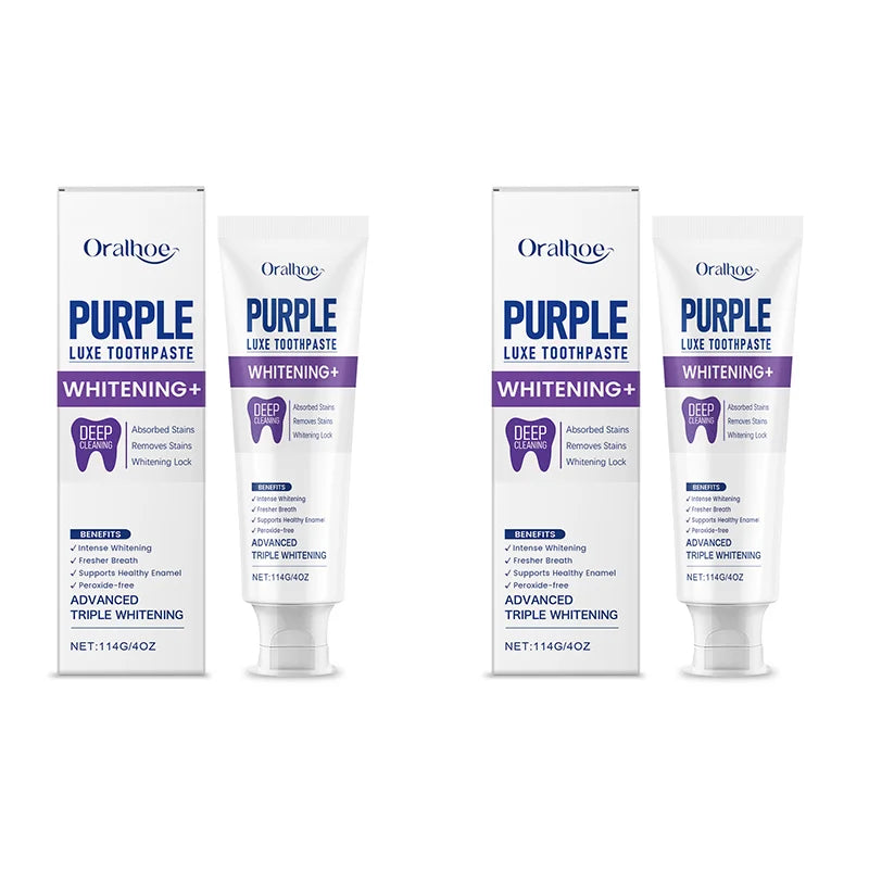 Oralhoe Hydroxyapatite Purple Toothpaste | Whitening Mint 114g Whitening Toothpaste QXL 2pcs