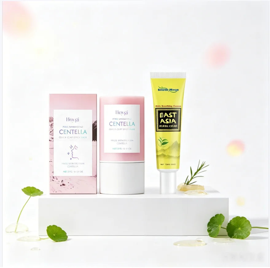 Centella Mud Mask & Herbal Healing Cream Set | Face Detox Kit Face Mask & Cream Set QXL