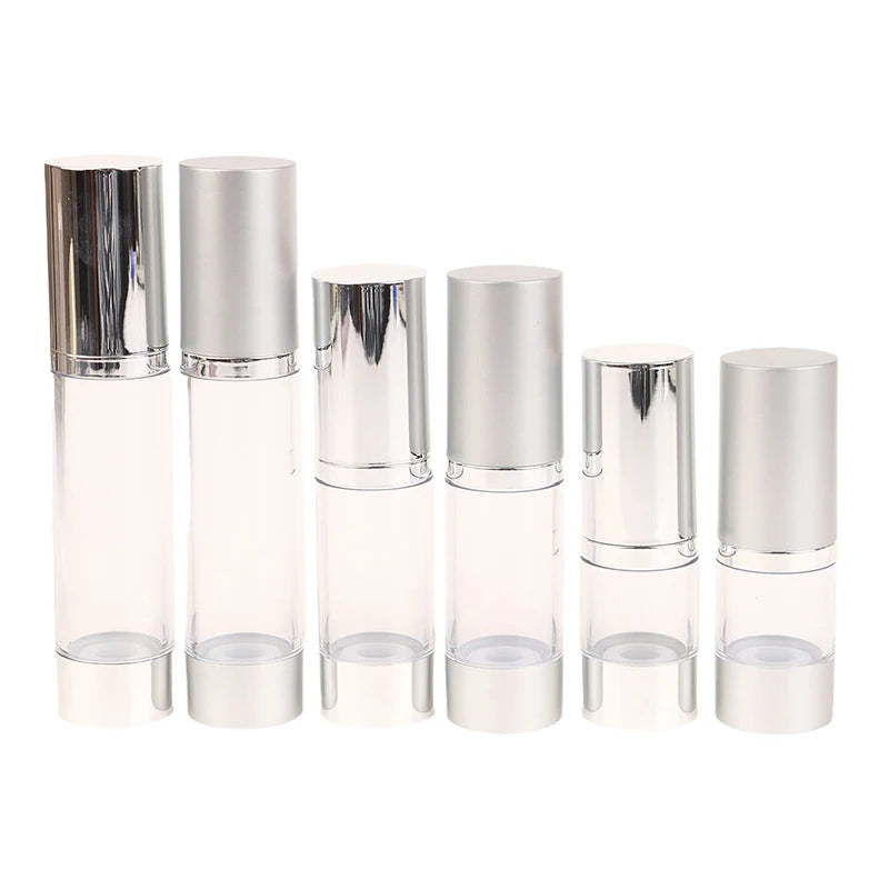 UV Silver Airless Pump Bottles 15/30/50ml | Vacuum Lotion Airless Pump Bottle QXL
