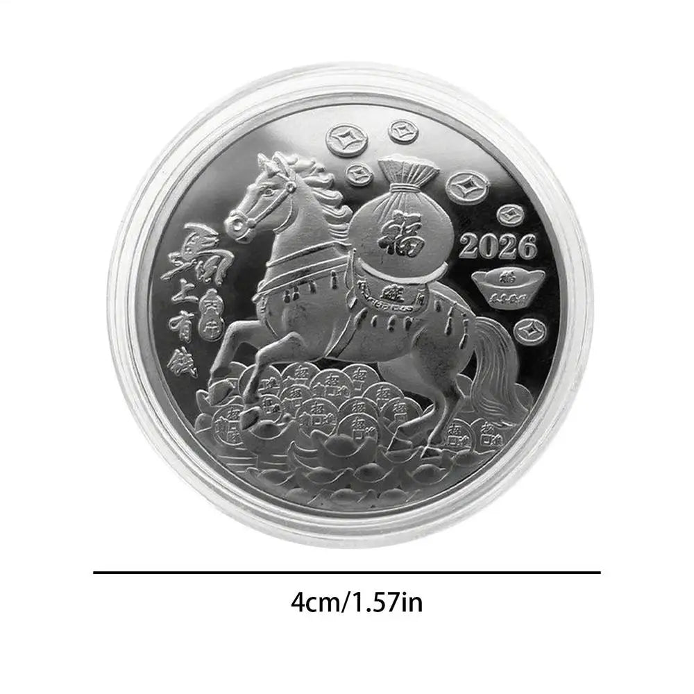 Year of the Horse Collector Coin – Lucky Souvenir & Decor Collector Souvenir Coin QXL Grey