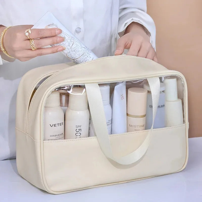 Large Transparent Travel Cosmetic Bag – Waterproof PVC Makeup Travel Cosmetic Bag QXL