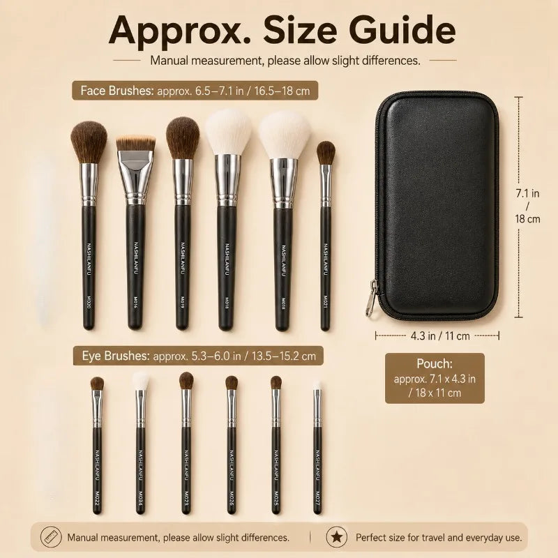 14-Piece Makeup Brush Set with Travel Pouch | Face & Eye Makeup Brush Set QXL