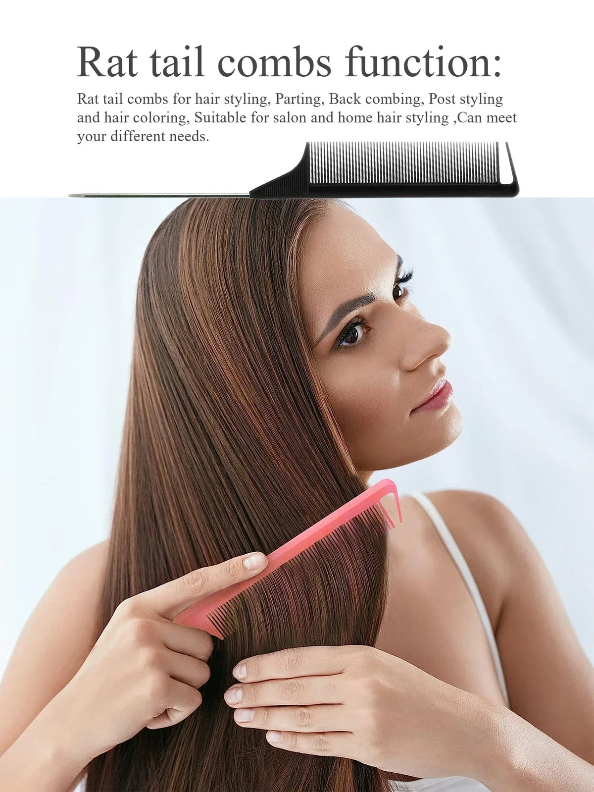 Anti-Static Rat Tail Comb | Steel Pin Pointed Salon Styling Rat Tail Comb QXL
