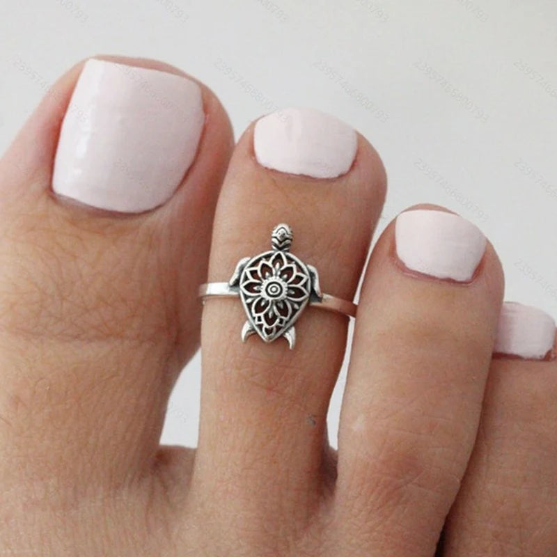 Sea Turtle Adjustable Toe Ring | Boho Beach Foot Jewelry Toe Ring QXL Default Title