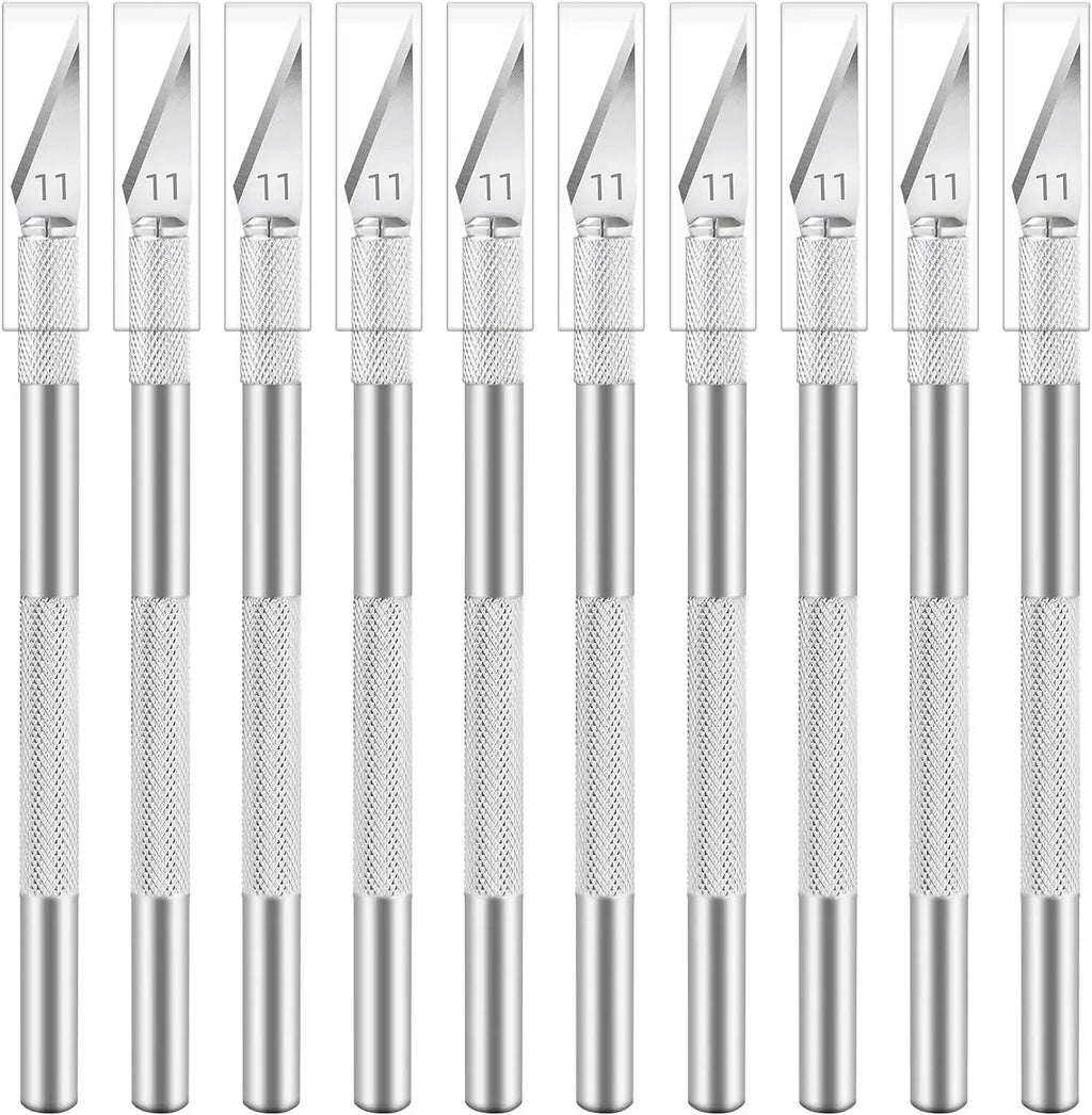 10-Piece Hobby Razor Knife Set | Precision Craft Cutting Blades Hobby Knife Set QXL M264 10PCS-silver