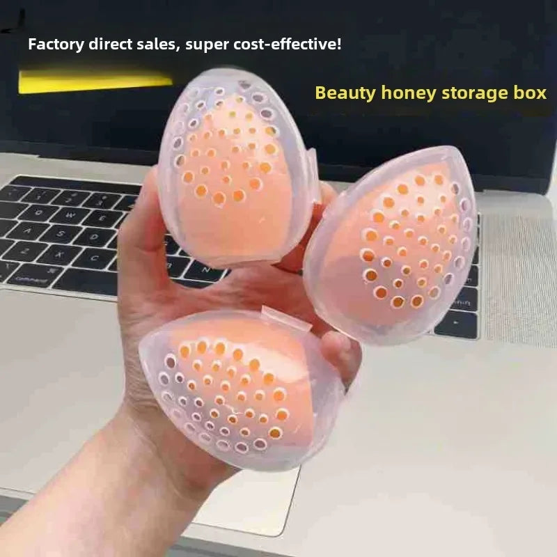 Egg-Shaped Makeup Sponge Storage Box | Portable Puff Case Sponge Storage Case QXL