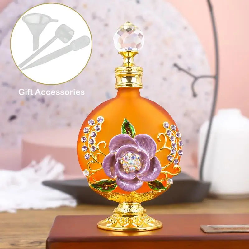30ml Dubai Vintage Perfume Bottle | Crystal Flower Gift Perfume Bottle QXL Orange