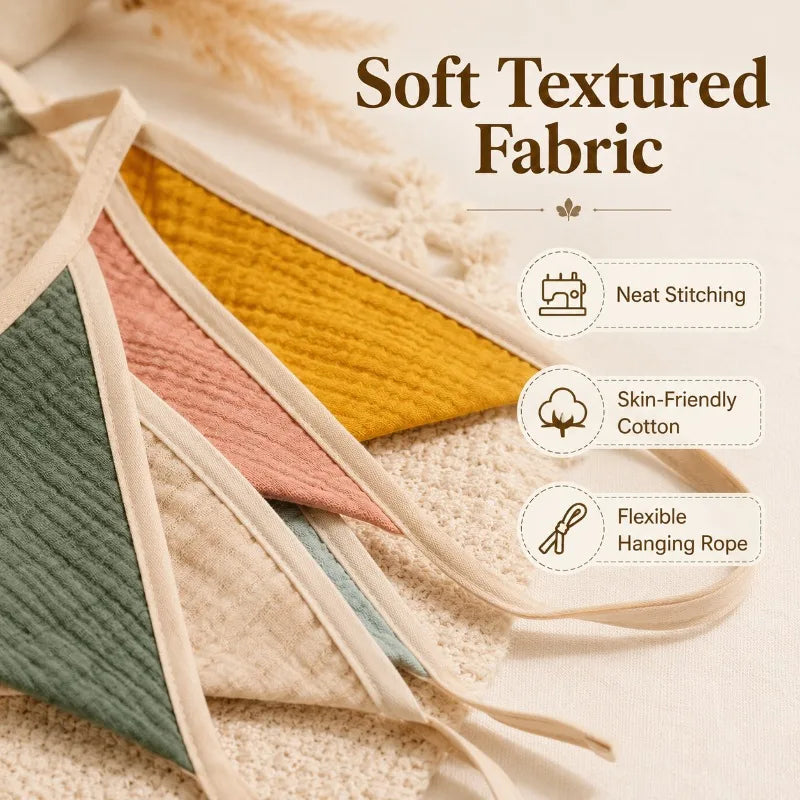 Cotton Fabric Bunting Banner | Reusable Triangle Pennant Garland Pennant Bunting Banner QXL