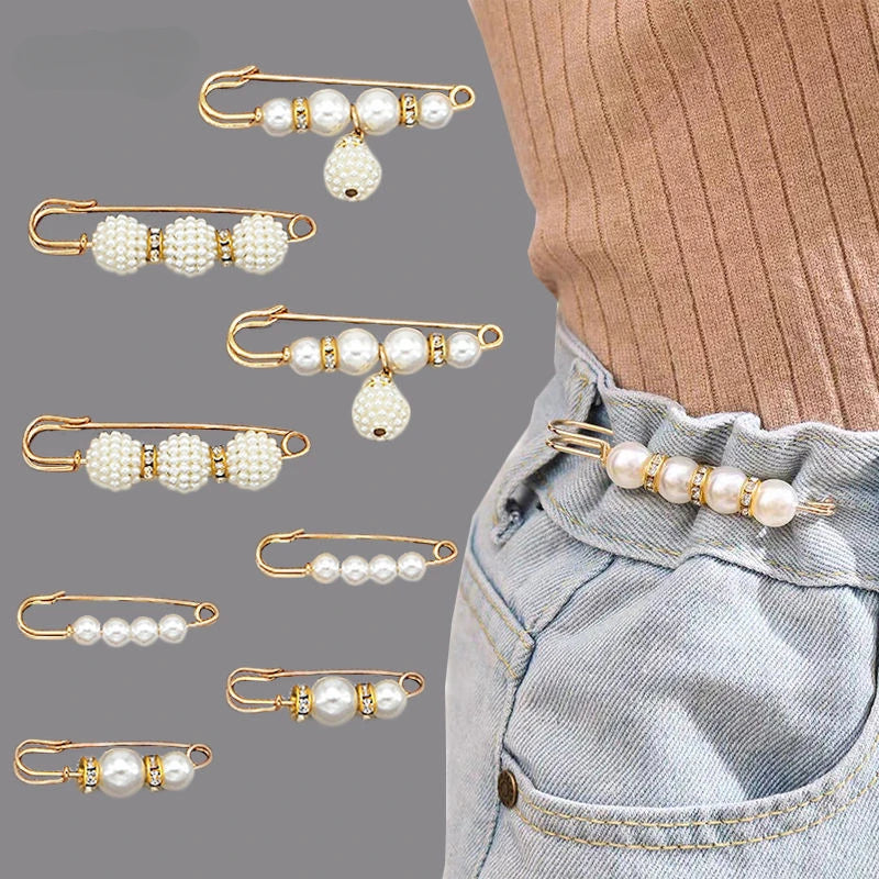 Alloy Pearl Brooch Pin | Elegant Ladies Dress & Waistband Pin Pearl Brooch Pin QXL