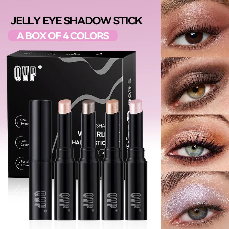4-Piece Shimmer Glitter Eyeshadow Stick Set | Water-Glow Finish Eyeshadow Stick Set QXL ovp007