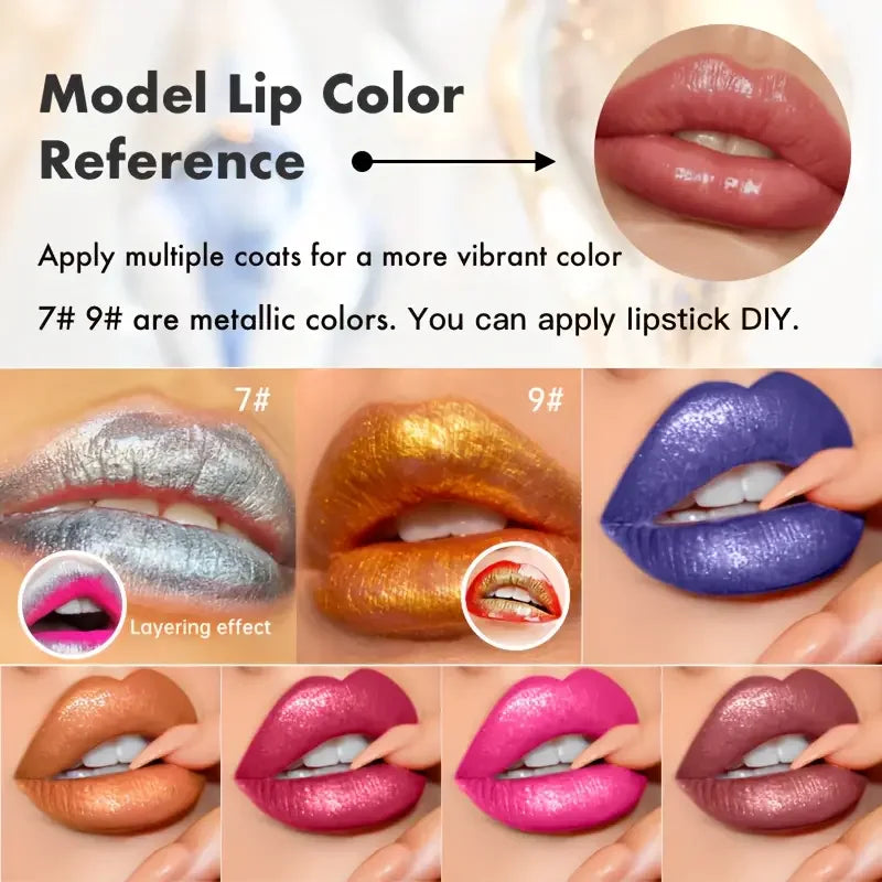 VERONNI 10-Colour Diamond Shimmer Lip Gloss Set | Long-Lasting Shimmer Lip Gloss Set QXL