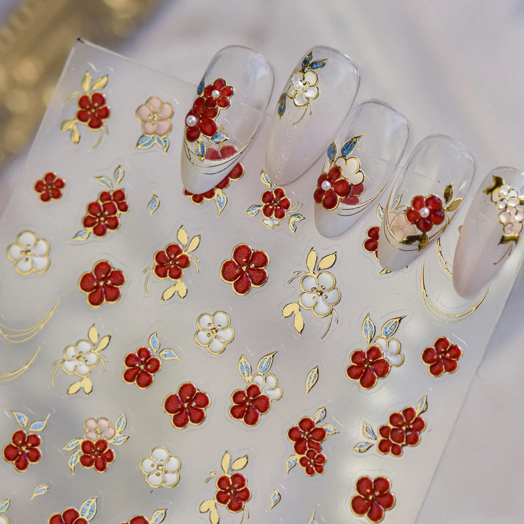5D Chinese Style Nail Stickers – Plum Blossom Nail Decals Nail Art Stickers QXL