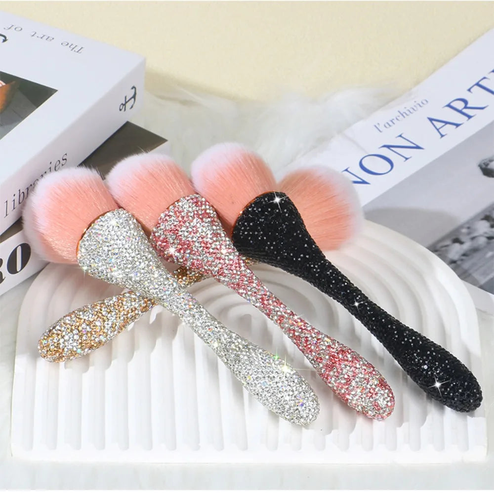 Fluffy Powder Brush | Soft Bristles & Diamond Rhinestone Handle Loose Powder Brush QXL