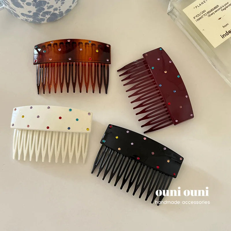 Korean Rhinestone Hair Comb | Colorful Crystal Hairpin Rhinestone Hair Comb QXL