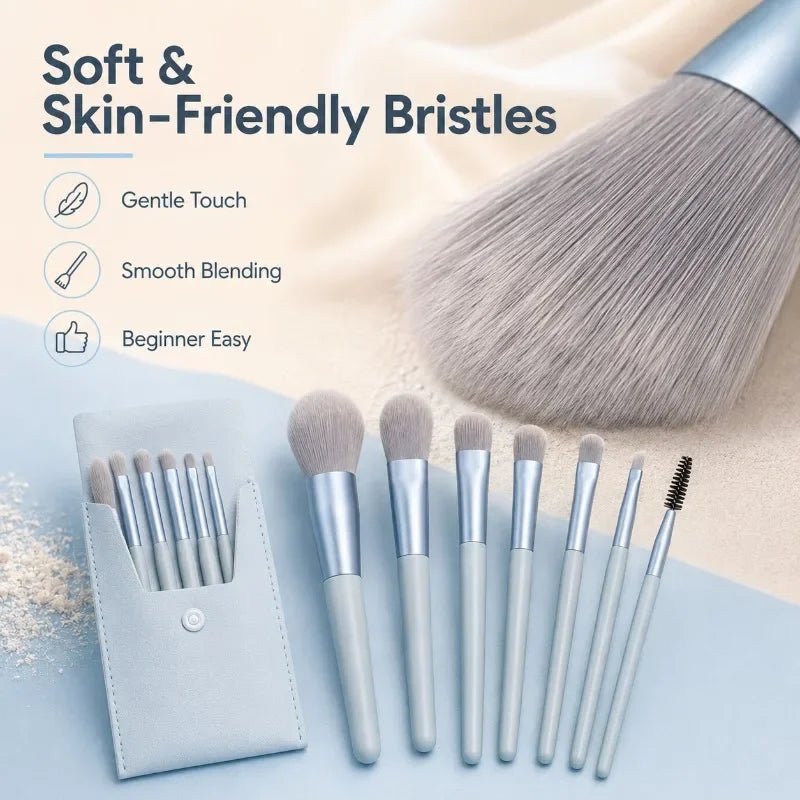 8-Piece Soft Makeup Brush Set | Face, Eyes & Blush Brushes Makeup Brush Set QXL