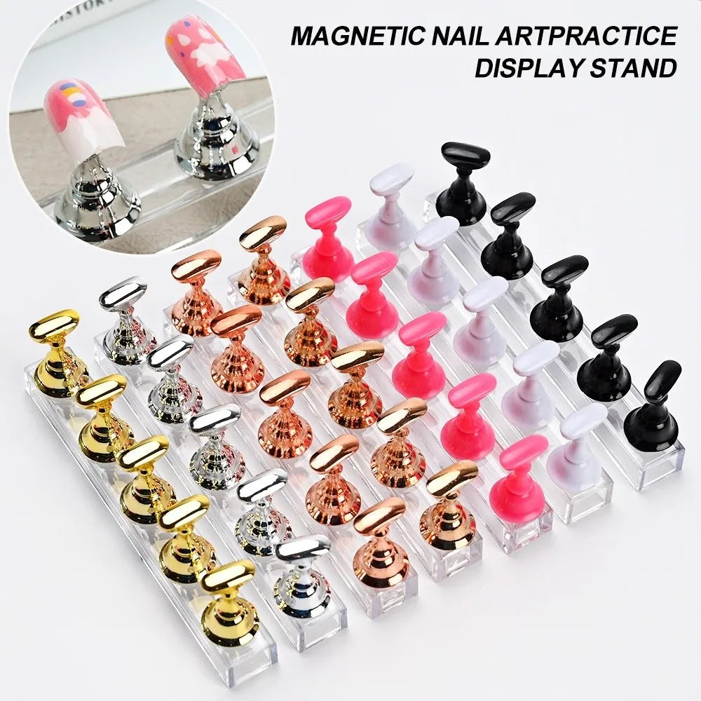 5-Pack Magnetic Nail Art Tip Holder Stand | Crystal Base Nail Tip Holder Stand QXL