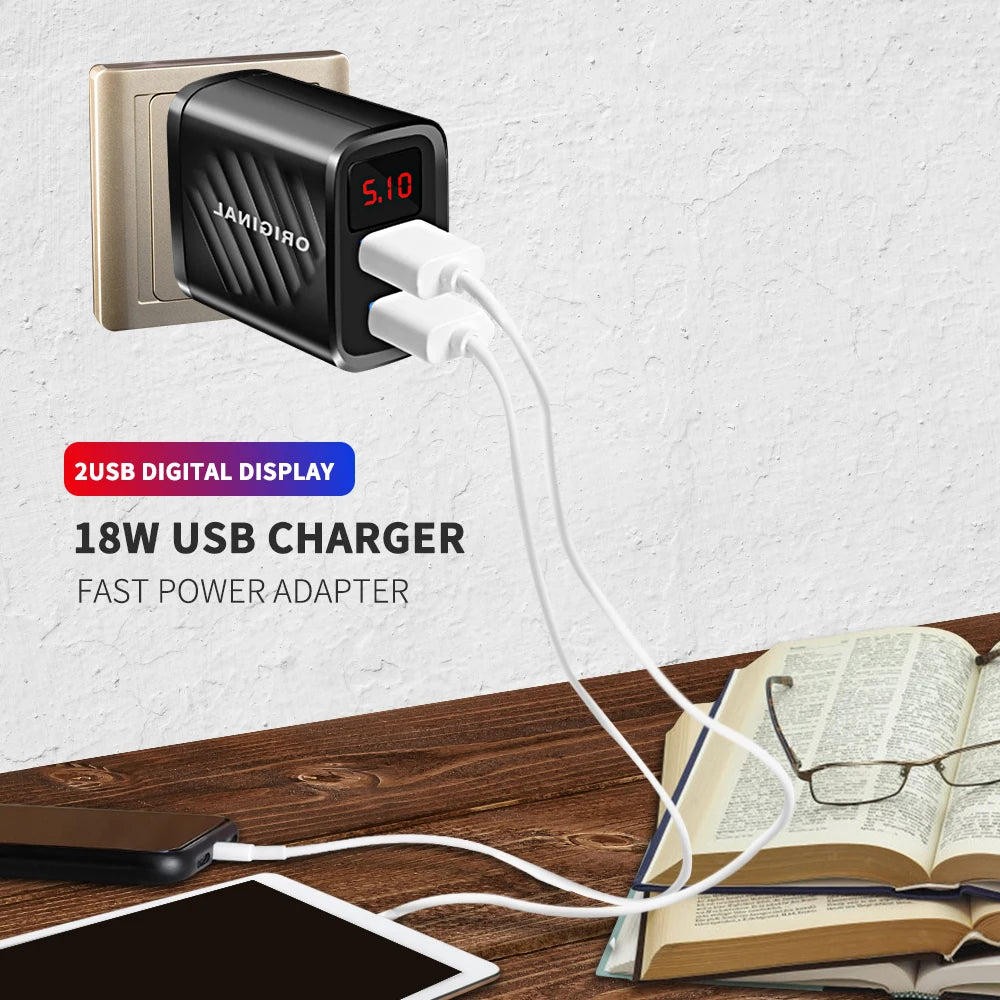 18W Dual USB QC 3.0 Fast Wall Charger | EU US UK Plug USB Wall Charger QXL