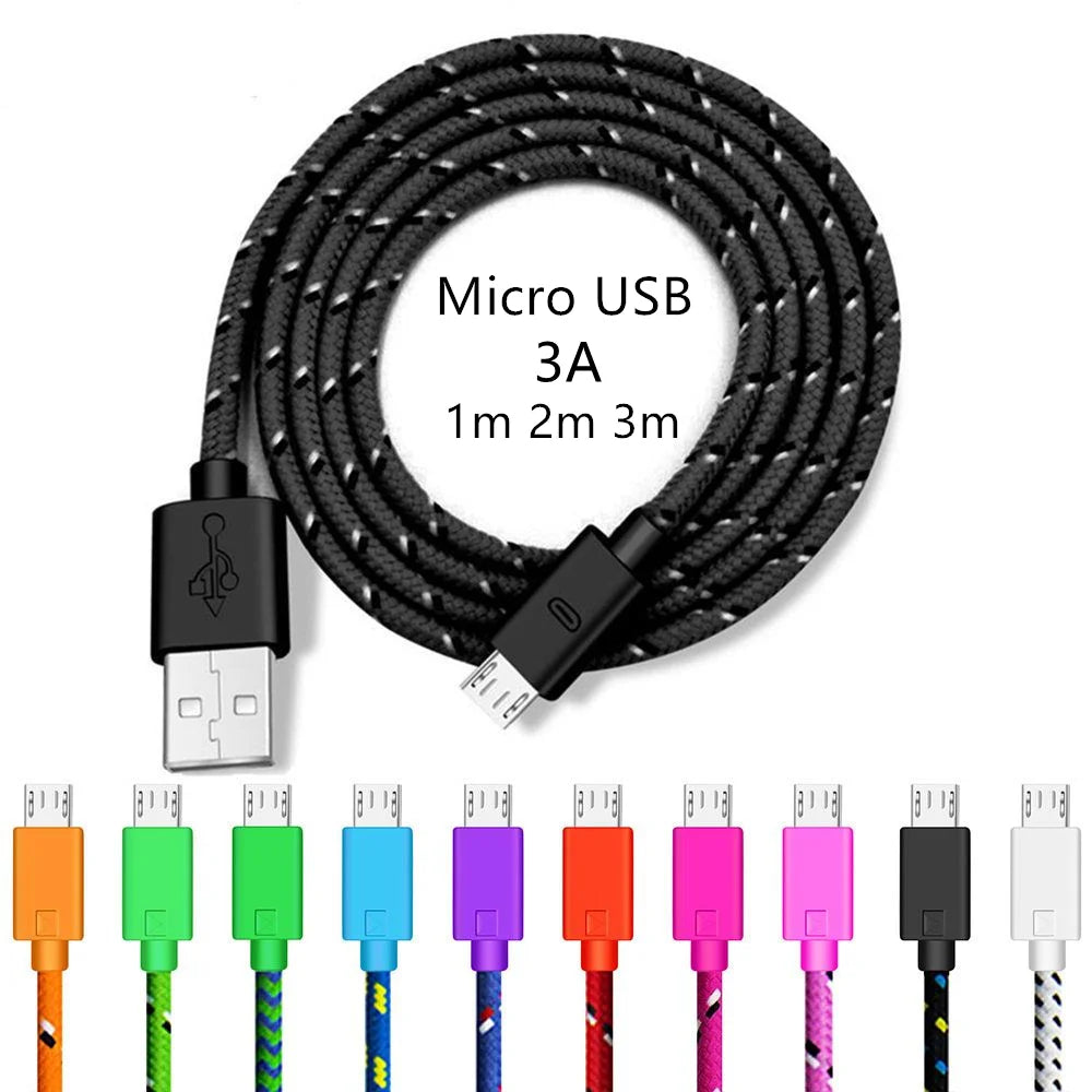 Nylon Braided Micro USB Fast Charging Cable 0.5m to 3m Micro USB Cable QXL