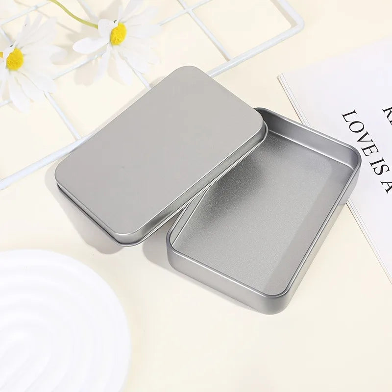12-Pack Metal Rectangular Hinged Tin Boxes | Home Organizer Tin Storage Box QXL