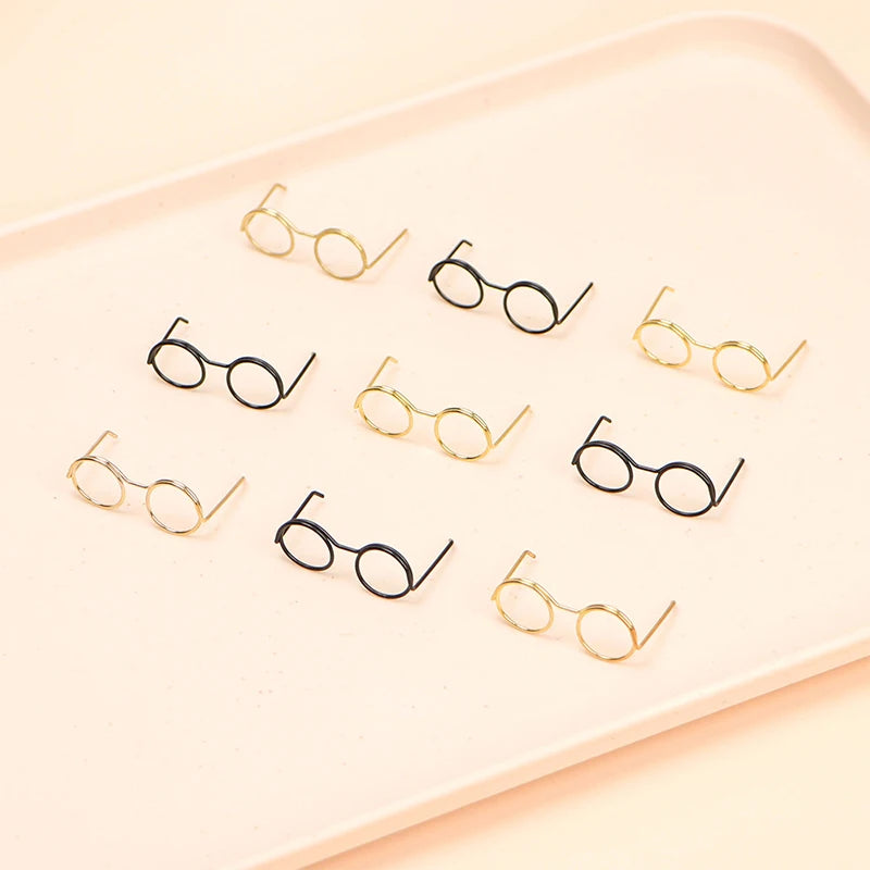 10-Pack Retro Mini Metal Round Doll Glasses | Lensless Miniature Doll Accessories QXL