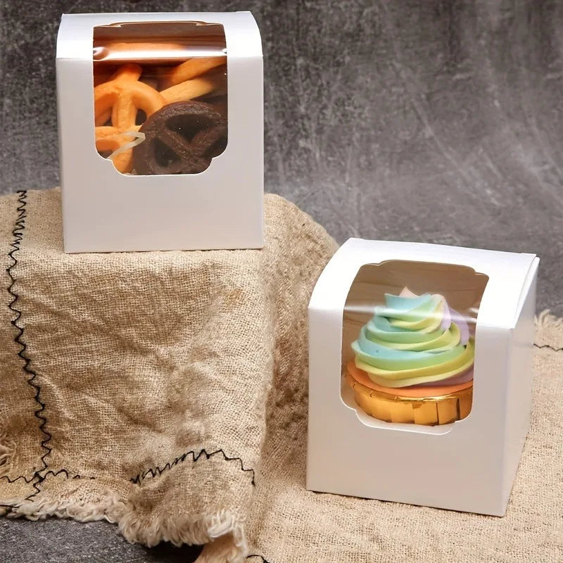 20-Pack Paper Cupcake Boxes with Clear Window | Muffin Packaging Baking Packaging Box QXL