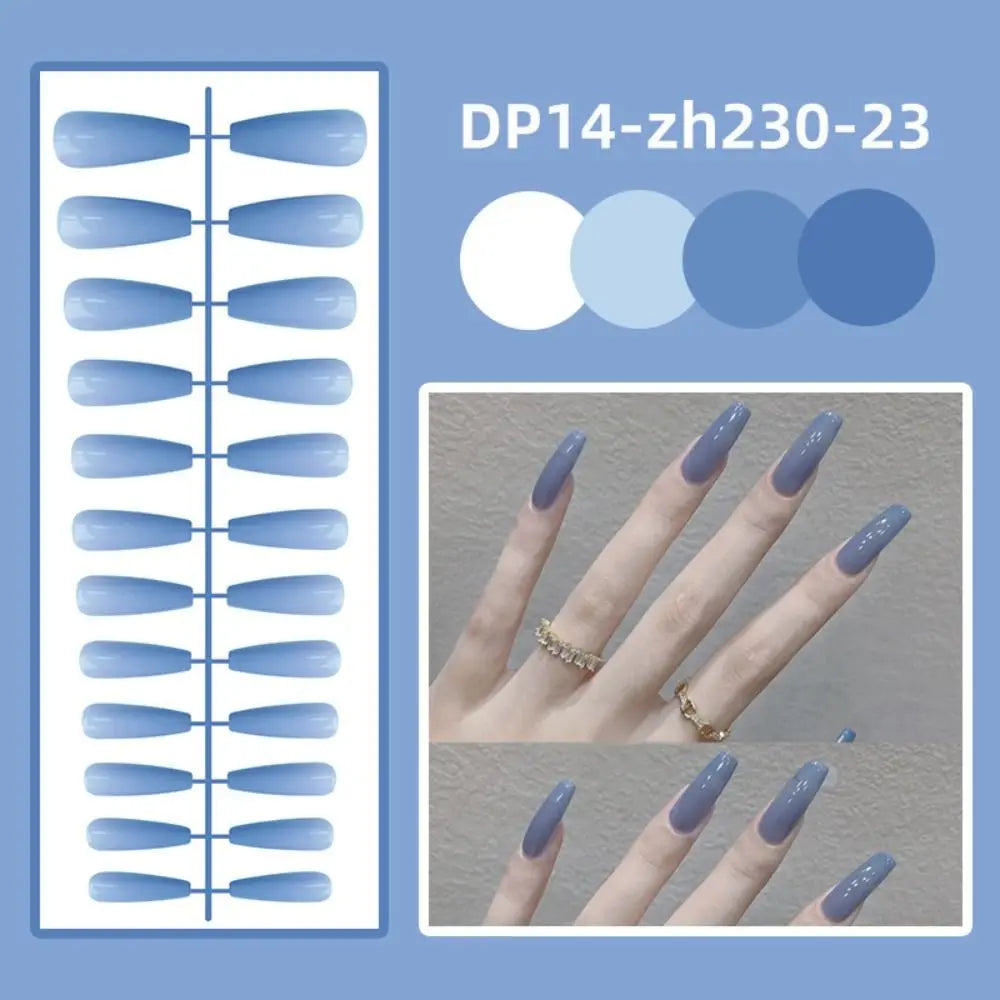 24-Pack Long Ballet Press-On Nails | Full Cover Solid Color Press-On Nail Set QXL