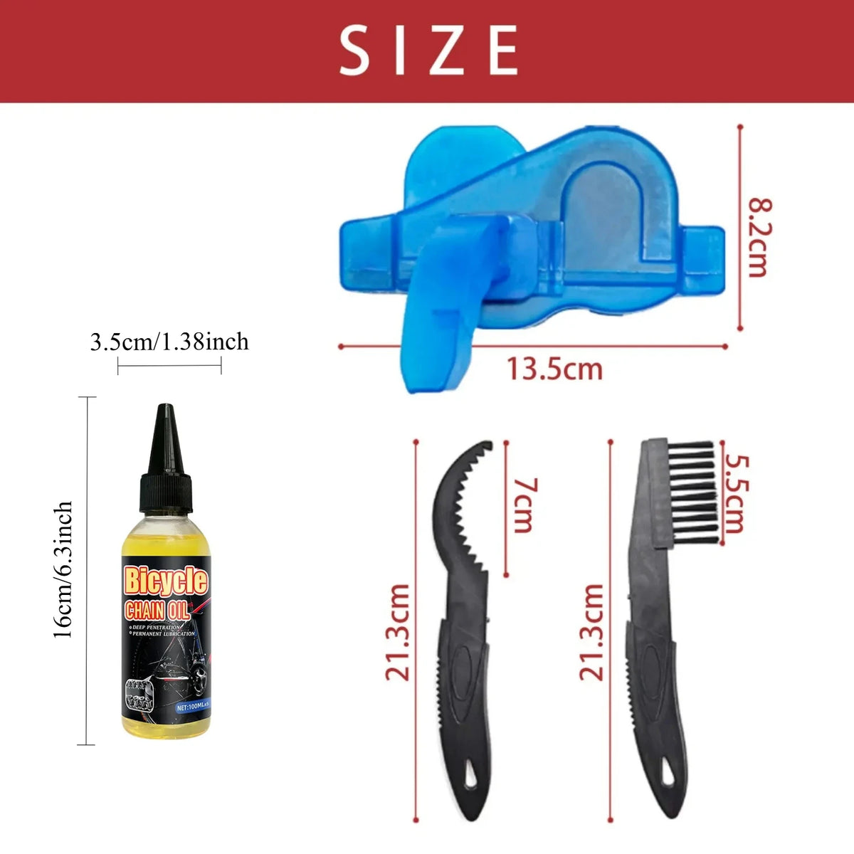 Bike Chain Cleaner Kit | Lubricant, Degreaser & Scrubber Tool Chain Cleaning Kit QXL