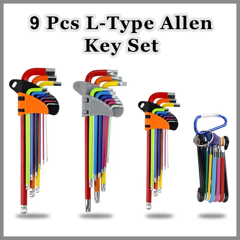 9-Piece L-Type Allen Key Set | Ball End Hex Wrench Kit Hex Key Wrench Set QXL