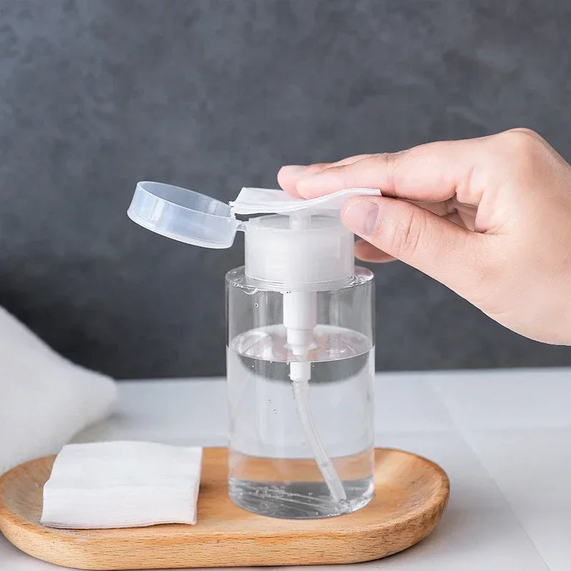 Refillable Press Pump Dispenser Bottle | Nail & Makeup 100–200ml Pump Dispenser Bottle QXL
