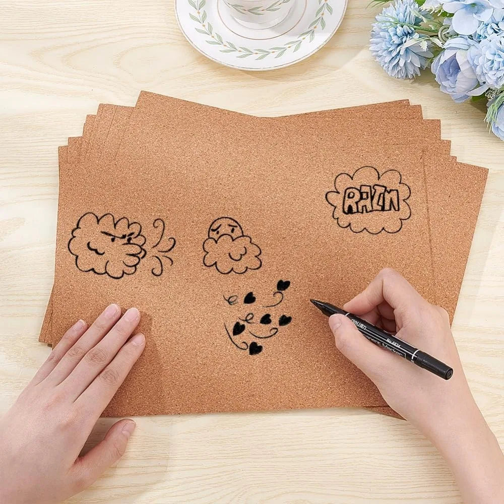 8-Pack Self-Adhesive A4 Cork Sheets 1mm | Coasters & DIY Decor Cork Craft Sheets QXL