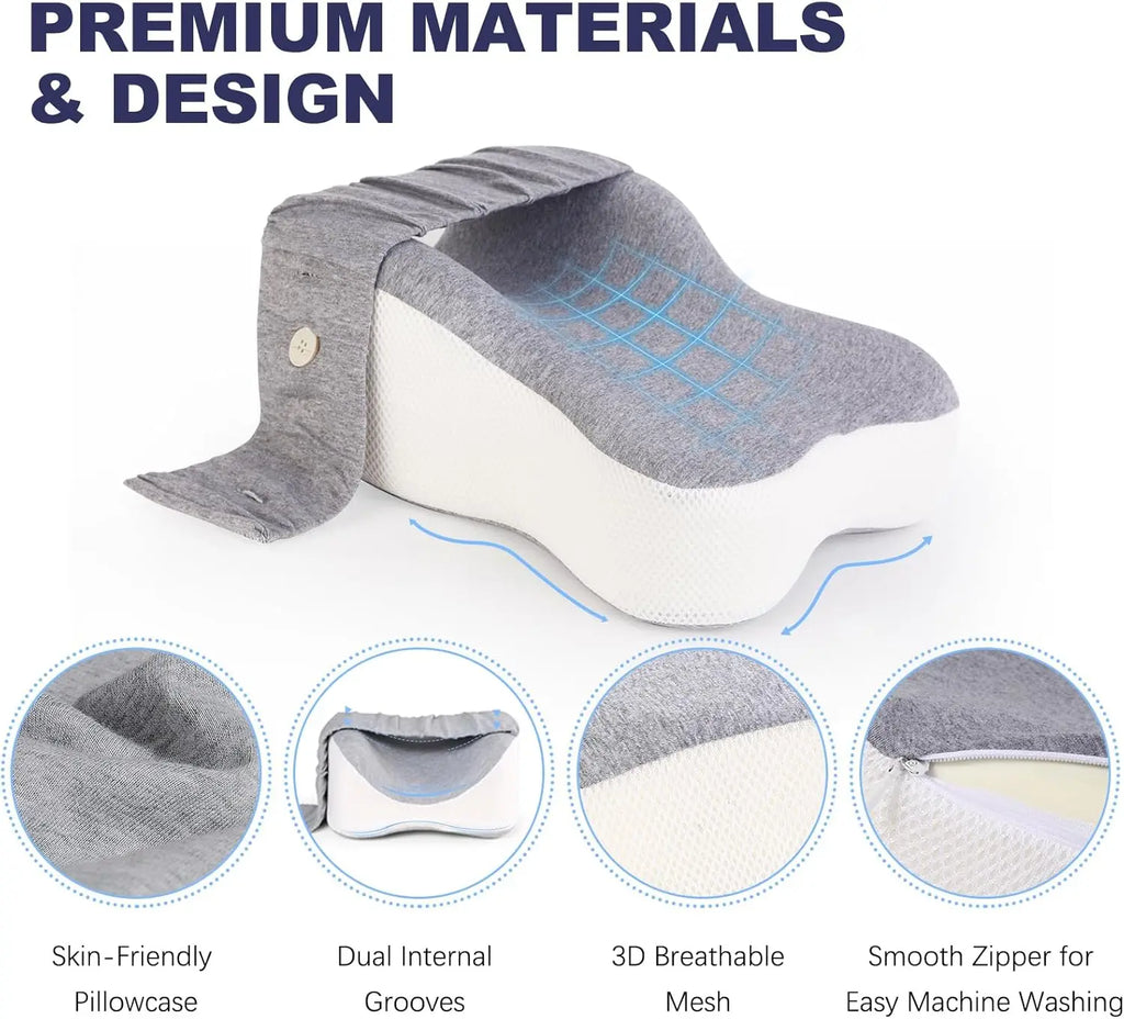 Memory Foam Knee Pillow for Side Sleepers & Pregnancy Support Knee Support Pillow QXL