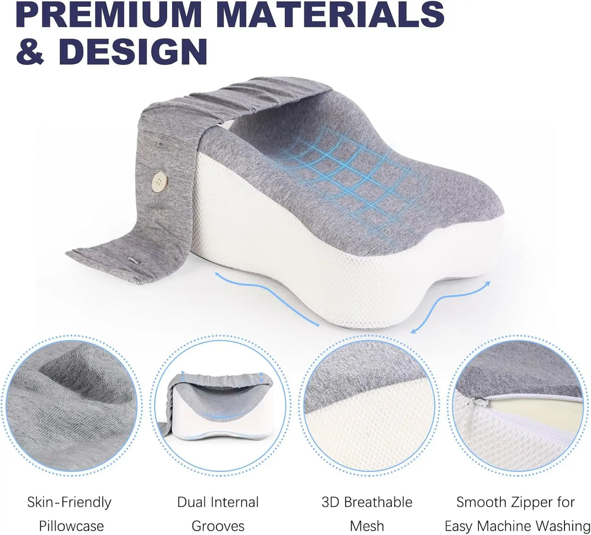 Memory Foam Knee Pillow for Side Sleepers & Pregnancy Support Knee Support Pillow QXL