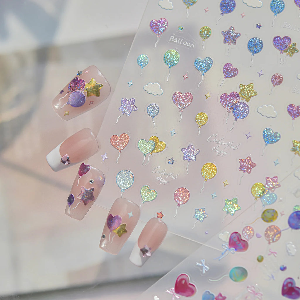 5D Holographic Nail Stickers – Dreamy Self-Adhesive Decals Nail Art Stickers QXL