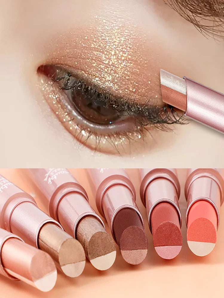 Waterproof Dual-Color Eyeshadow Stick | Gradient Shimmer Matte Eyeshadow Stick QXL